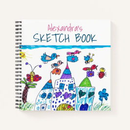 Zeichnend Kind , farbenfrohe Burg Skizze Buch