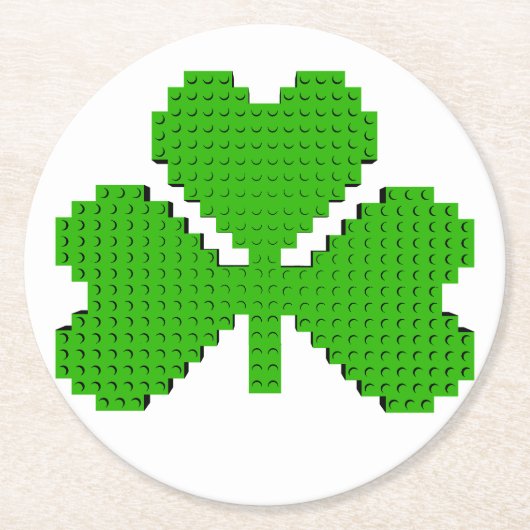 Zeichnend Kleeblatt-Gebäude-Blöcke Runder Pappuntersetzer (Vorderseite)