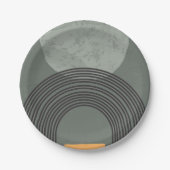 Zeichnend Kreise und Linien in schwarz, gelb, grün Pappteller (Vorderseite)