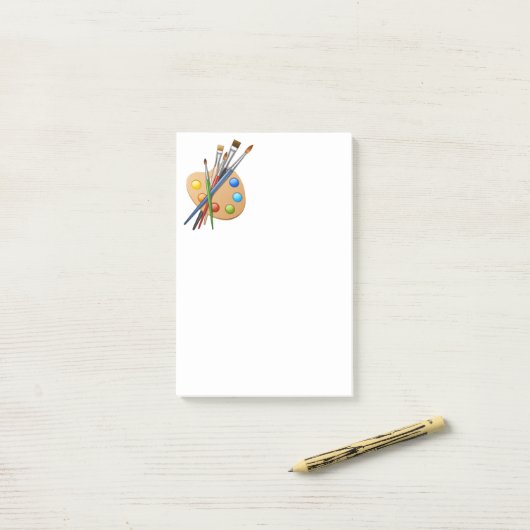 Zeichnend Künstlerpalette Post-it Klebezettel (Auf Schreibtisch)