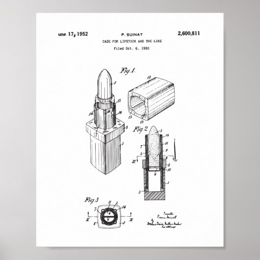 Zeichnend Lipstick-Patente, Damenzimmer-Dekoration Poster (Vorne)