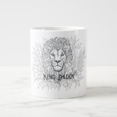 Zeichnend Löwe mit Blume König Daddy, Boho Vater Jumbo-Tasse (Vorderseite)