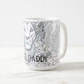 Zeichnend Löwe mit Blume König Daddy, Boho Vater Kaffeetasse (VorderseiteRechts)