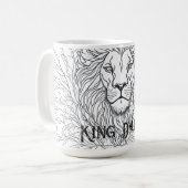 Zeichnend Löwe mit Blume König Daddy, Boho Vater Kaffeetasse (Vorderseite Links)