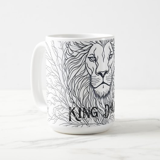 Zeichnend Löwe mit Blume König Daddy, Boho Vater Kaffeetasse (Vorderseite Links)