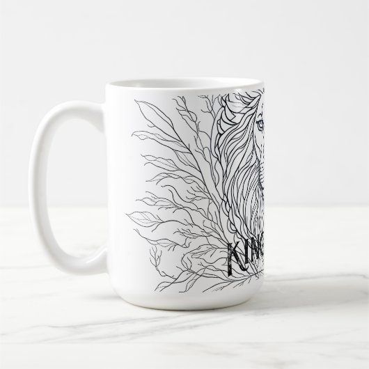 Zeichnend Löwe mit Blume König Daddy, Boho Vater Kaffeetasse (Links)