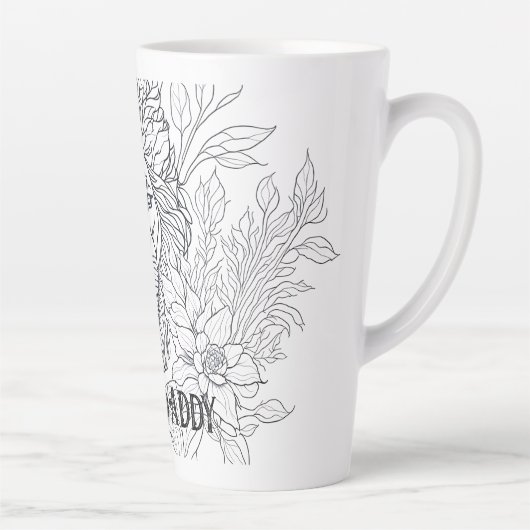 Zeichnend Löwe mit Blume König Daddy, Boho Vater Milchtasse (Rechts)