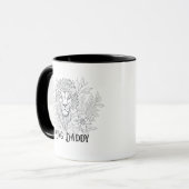 Zeichnend Löwe mit Blume König Daddy, Boho Vater Tasse (Vorderseite Links)