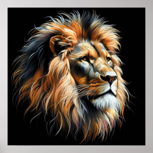 Zeichnend Löwe Poster (Vorne)
