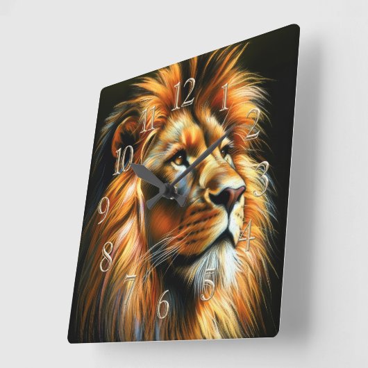Zeichnend Löwe Quadratische Wanduhr (Winkel)