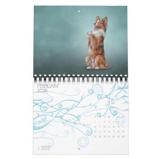 Zeichnend lustige Hunde Kalender (Feb 2026)