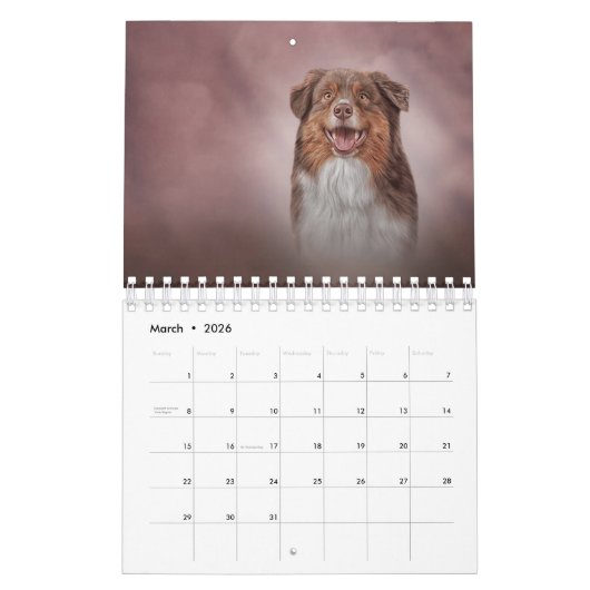 Zeichnend lustige Hunde Kalender (Mär 2026)