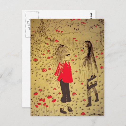 zeichnend Mädchen Postkarte (Vorne/Hinten)