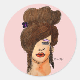 Zeichnend Mädchen Runder Aufkleber