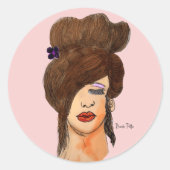 Zeichnend Mädchen Runder Aufkleber (Vorderseite)