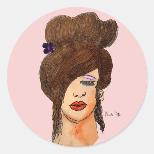 Zeichnend Mädchen Runder Aufkleber (Vorderseite)