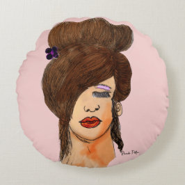 Zeichnend Mädchen Rundes Kissen