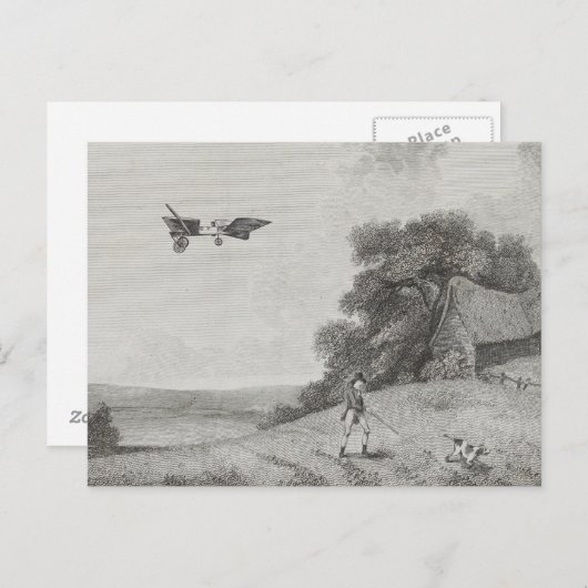 Zeichnend Manned Flying Machine Postkarte (Vorne/Hinten)