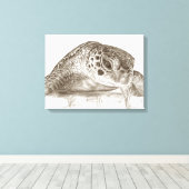 Zeichnend Meeresschildkröte Leinwanddruck (Insitu (Holzboden))