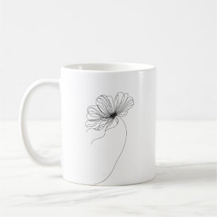 Zeichnend Minimalistische Blume Kaffeetasse