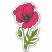 Zeichnend Mohn Aufkleber (Vorderseite)