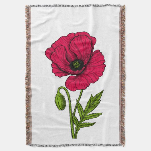 Zeichnend Mohn Decke (Vorderseite Vertikal)