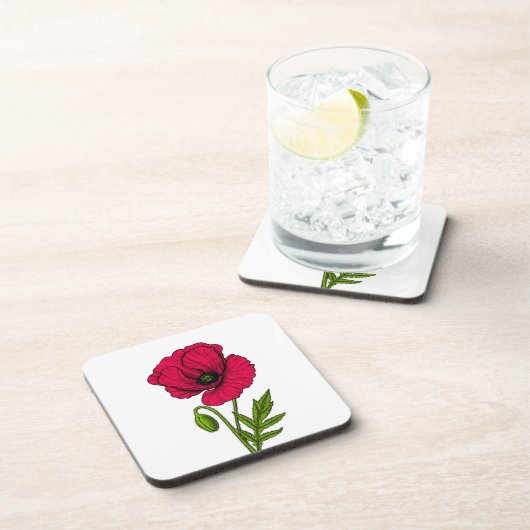 Zeichnend Mohn Getränkeuntersetzer (Rechte Seite)