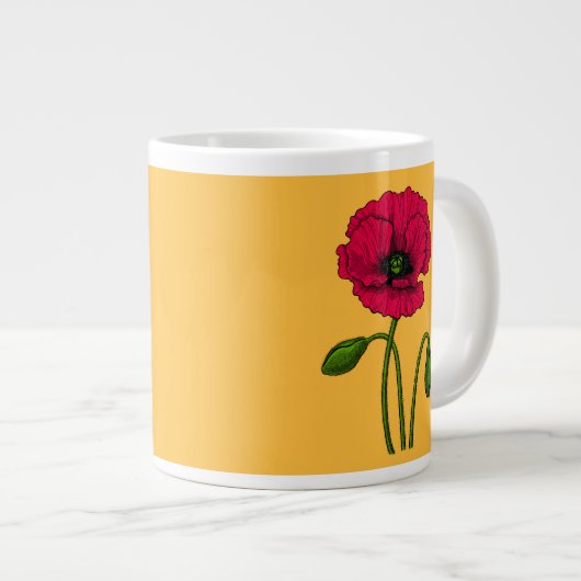 Zeichnend Mohn Jumbo-Tasse (Vorderseite Rechts)