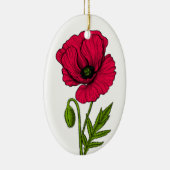 Zeichnend Mohn Keramik Ornament (Rechts)