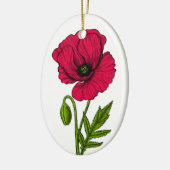Zeichnend Mohn Keramik Ornament (Links)