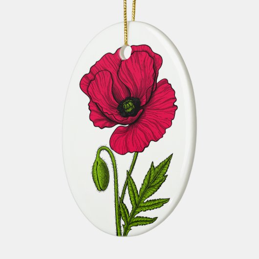 Zeichnend Mohn Keramik Ornament (Links)