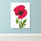 Zeichnend Mohn Leinwanddruck (Insitu (Holzboden))