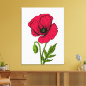 Zeichnend Mohn Leinwanddruck (Insitu (Wohnzimmer))