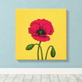 Zeichnend Mohn Leinwanddruck (Insitu (Holzboden))