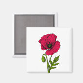 Zeichnend Mohn Magnet (Vorderseite/Rückseite)