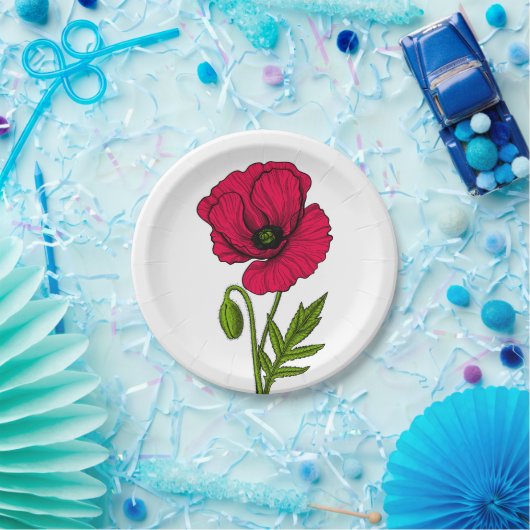 Zeichnend Mohn Pappteller (Party)