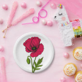 Zeichnend Mohn Pappteller (Party)