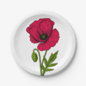 Zeichnend Mohn Pappteller (Vorderseite)