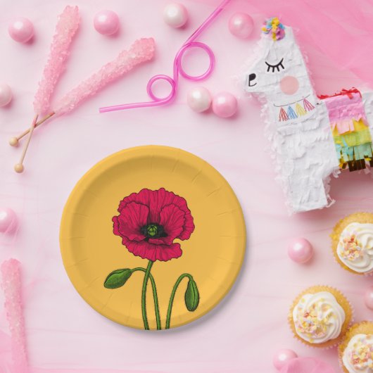 Zeichnend Mohn Pappteller (Party)