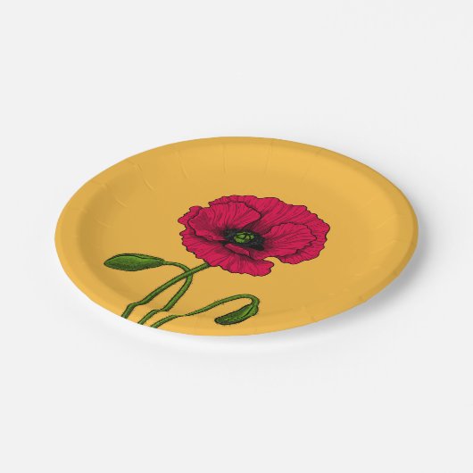 Zeichnend Mohn Pappteller (Schrägansicht)