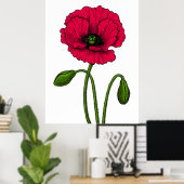 Zeichnend Mohn Poster (Heimbüro)