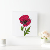 Zeichnend Mohn Quadratische Wanduhr (Zuhause)