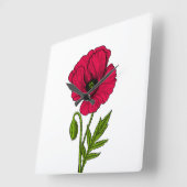 Zeichnend Mohn Quadratische Wanduhr (Winkel)