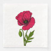 Zeichnend Mohn Serviette (Vorderseite)