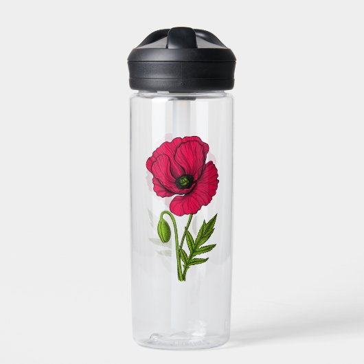Zeichnend Mohn Trinkflasche (Vorderseite)