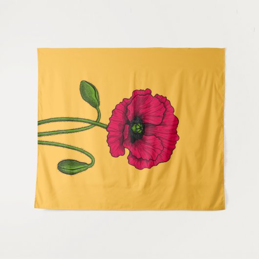 Zeichnend Mohn Wandteppich (Vorderseite (Horizontal))