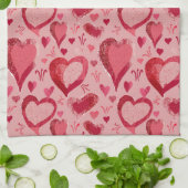 Zeichnend Muster für rote rosa Herzen Geschirrtuch (Gefaltet)