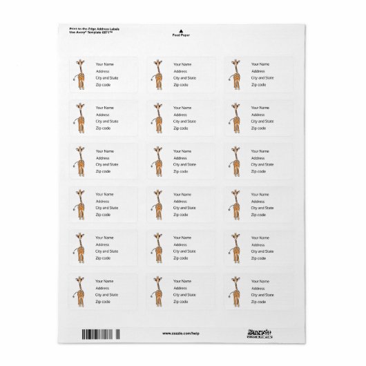 zeichnend niedliche Giraffe, Safaritiere Adressaufkleber (Vorne)