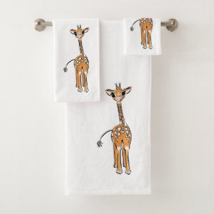 zeichnend niedliche Giraffe, Safaritiere Badhandtuch Set