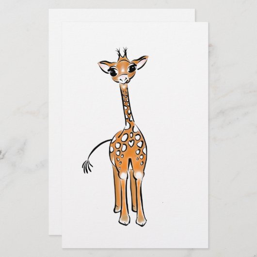 zeichnend niedliche Giraffe, Safaritiere Briefpapier (Vorne/Hinten)